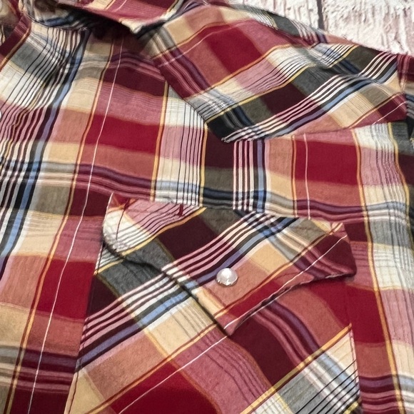 Vintage Western Pearl Snap Ely Cattleman Rockabilly Plaid Button Down Shirt - Picture 5 of 6